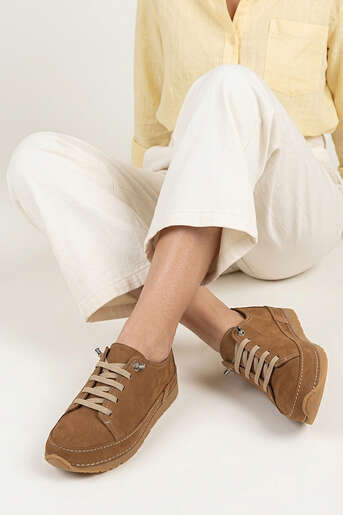 Ziya - Hakiki Deri Kadın Günlük Ayakkabı Taba