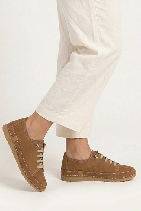 Hakiki Deri Kadın Günlük Ayakkabı Taba