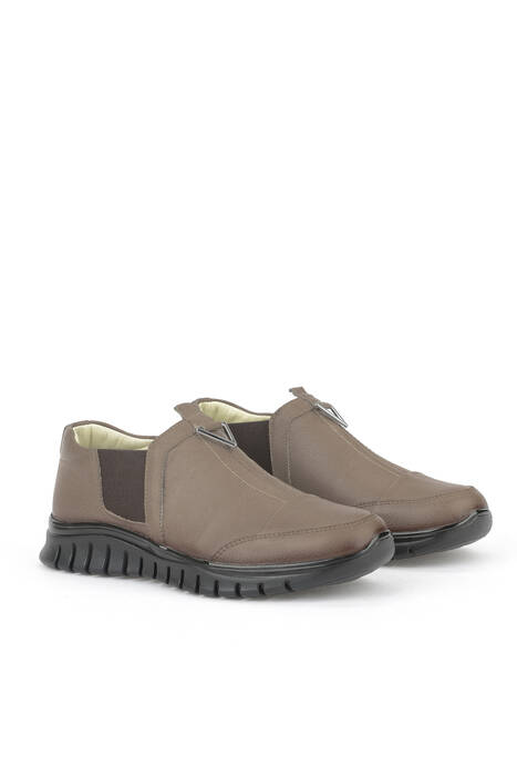 Hakiki Deri Kadın Konfor Ayakkabı Vizon