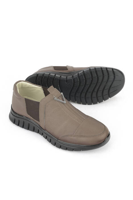 Hakiki Deri Kadın Konfor Ayakkabı Vizon