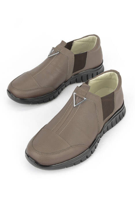 Hakiki Deri Kadın Konfor Ayakkabı Vizon