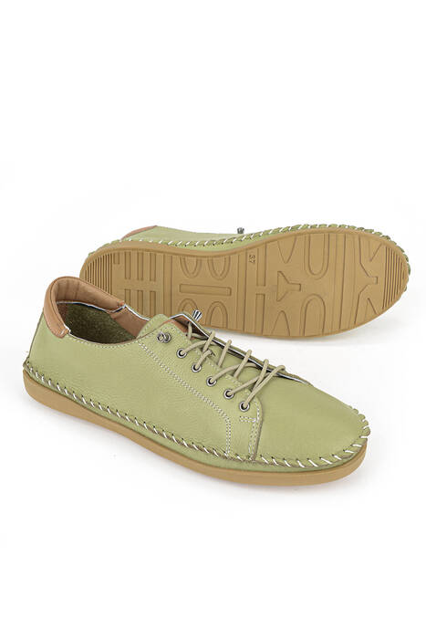 Hakiki Deri Kadın Günlük Ayakkabı Yeşil