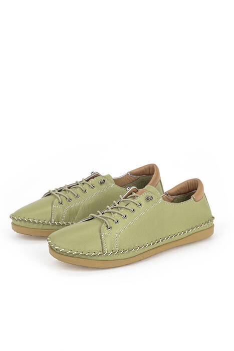 Hakiki Deri Kadın Günlük Ayakkabı Yeşil