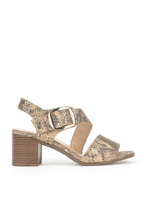 Hakiki Deri Kadın Sandalet Altın