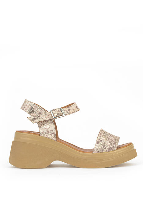 Hakiki Deri Kadın Sandalet Altın