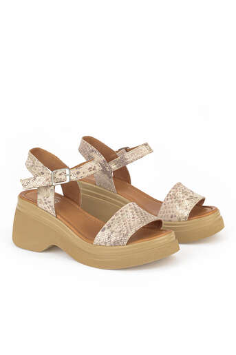 Ziya - Hakiki Deri Kadın Sandalet Altın (1)
