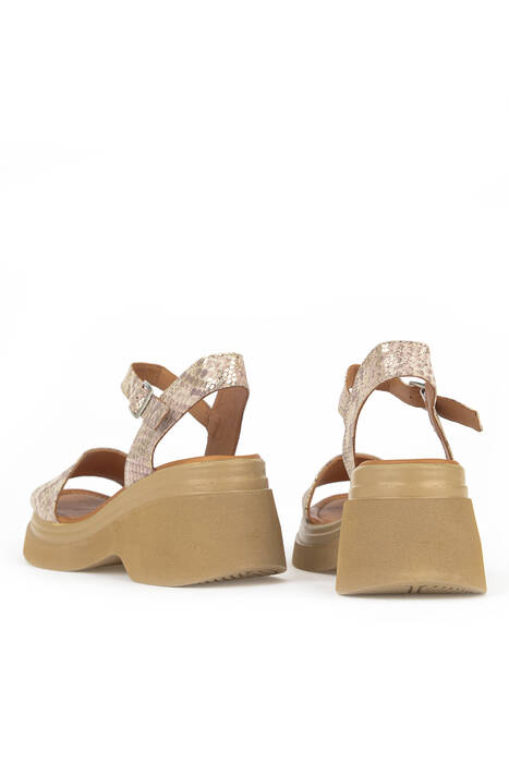 Hakiki Deri Kadın Sandalet Altın