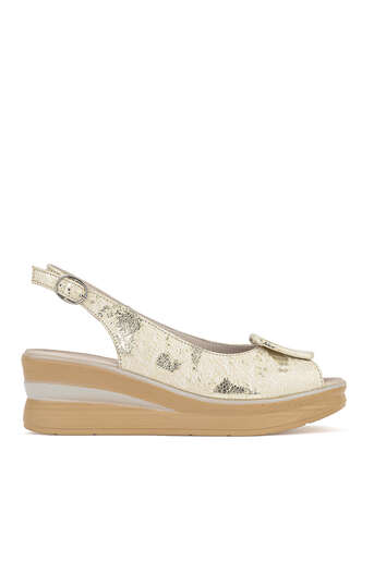 Ziya - Hakiki Deri Kadın Sandalet Altın