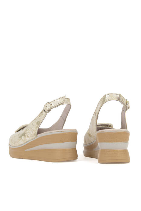 Hakiki Deri Kadın Sandalet Altın