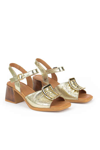 Ziya - Hakiki Deri Kadın Sandalet Altın (1)