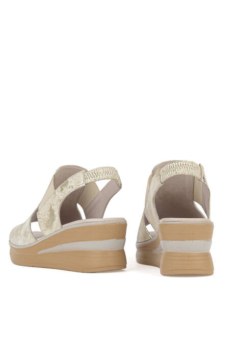 Hakiki Deri Kadın Sandalet Altın