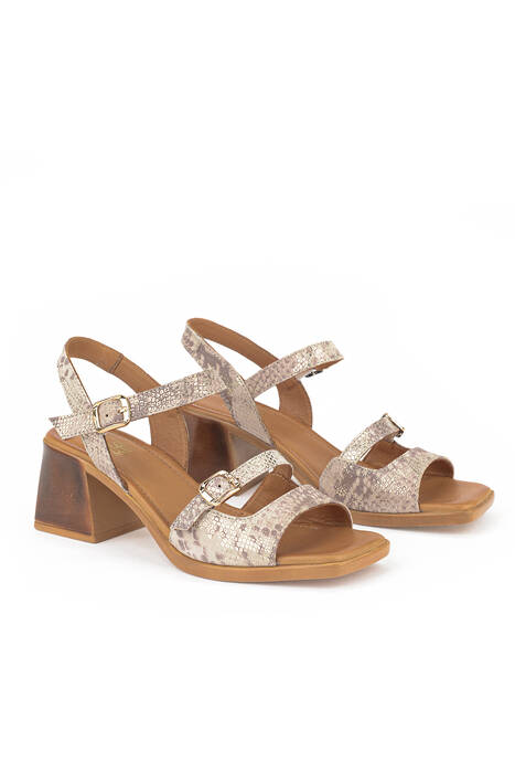 Hakiki Deri Kadın Sandalet Altın