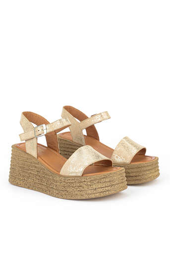 Ziya - Hakiki Deri Kadın Sandalet Altın (1)