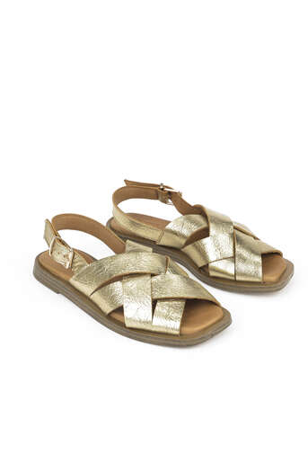 Ziya - Gold Genuine Leather Women's Sandals (1) Ziya - Gold Genuine Leather Women's Sandals (1)