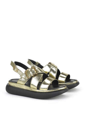 Ziya - Hakiki Deri Kadın Sandalet Altın (1)