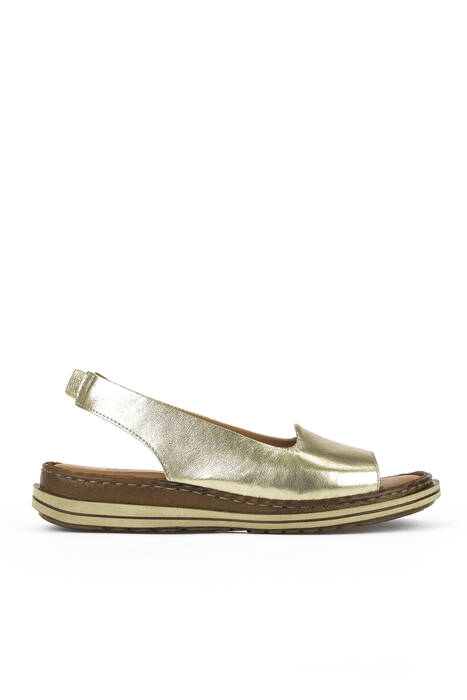 Gold Genuine Leather Women's Sandals Gold Genuine Leather Women's Sandals