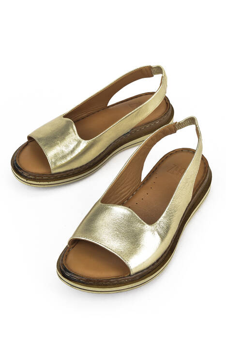 Gold Genuine Leather Women's Sandals Gold Genuine Leather Women's Sandals