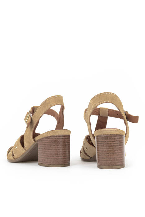 Hakiki Deri Kadın Sandalet Bej