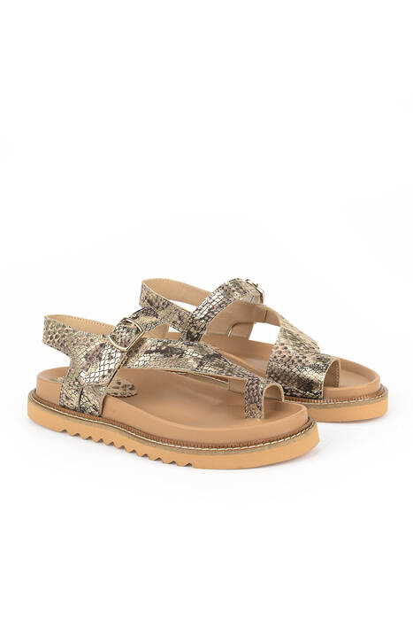 Hakiki Deri Kadın Sandalet Bej