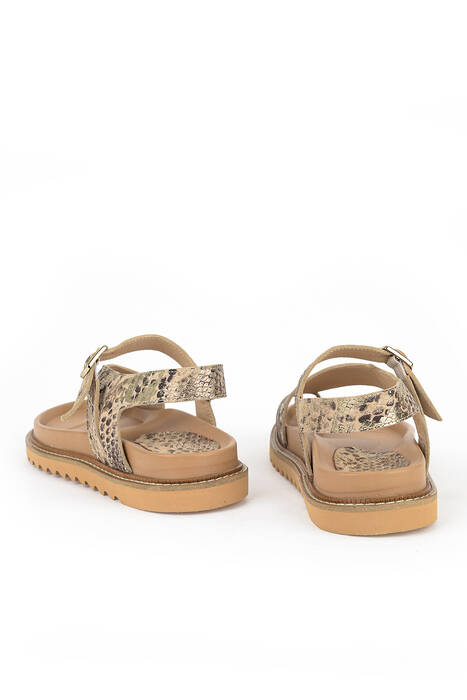 Hakiki Deri Kadın Sandalet Bej