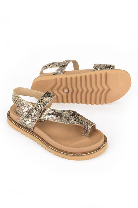 Hakiki Deri Kadın Sandalet Bej