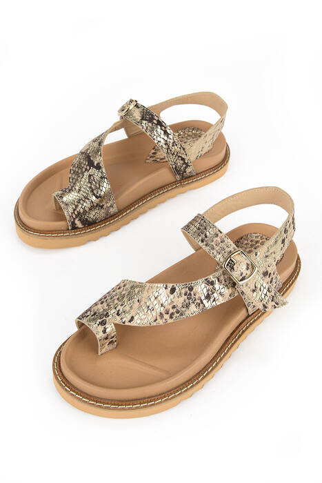 Hakiki Deri Kadın Sandalet Bej