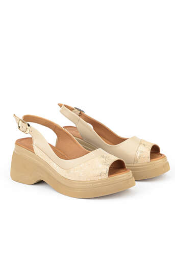 Ziya - Hakiki Deri Kadın Sandalet Bej (1)