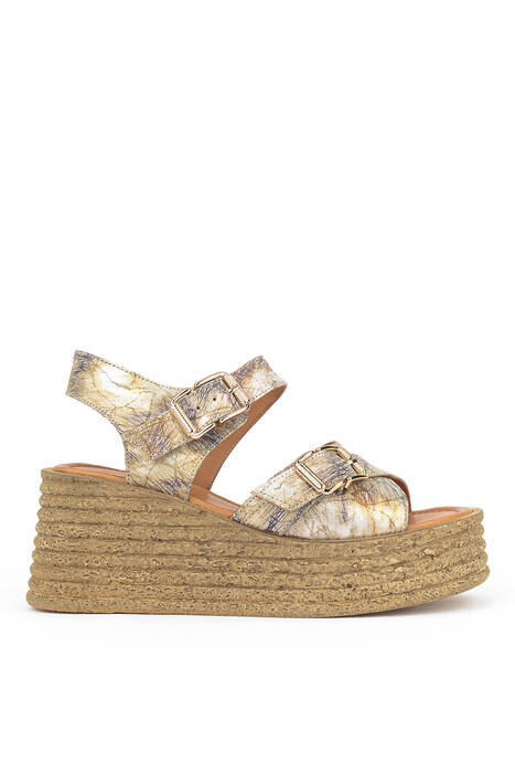 Hakiki Deri Kadın Sandalet Bej