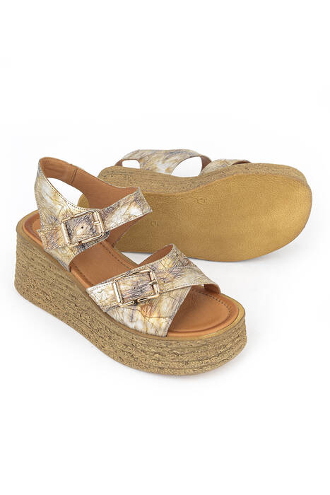 Hakiki Deri Kadın Sandalet Bej
