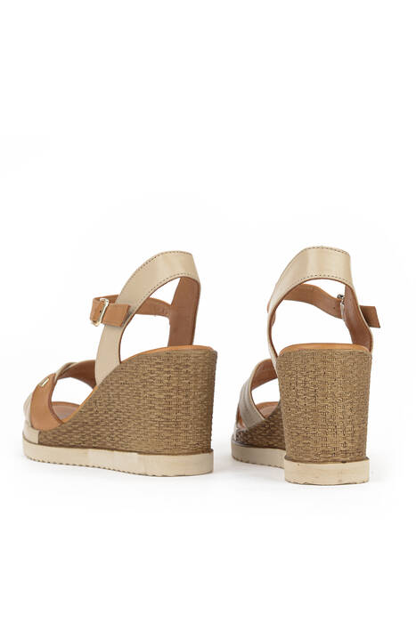 Hakiki Deri Kadın Sandalet Bej