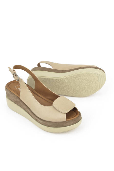 Beige Genuine Leather Women's Sandals Beige Genuine Leather Women's Sandals