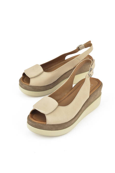 Beige Genuine Leather Women's Sandals Beige Genuine Leather Women's Sandals