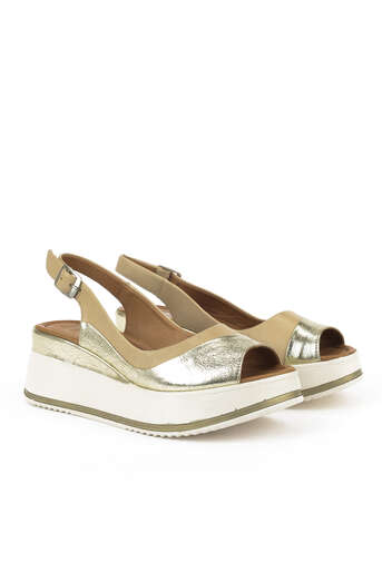 Ziya - Beige Genuine Leather Women's Sandals (1) Ziya - Beige Genuine Leather Women's Sandals (1)