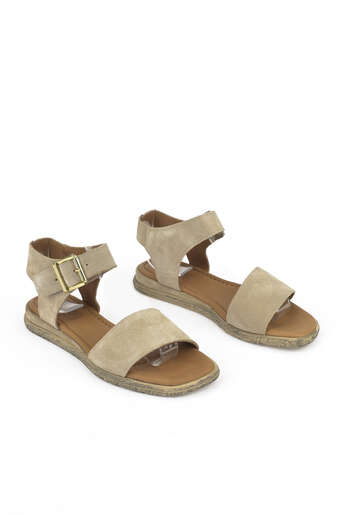 Ziya - Beige Genuine Leather Women's Sandals (1) Ziya - Beige Genuine Leather Women's Sandals (1)