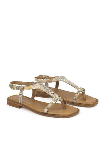 Ziya - Hakiki Deri Kadın Sandalet Bej (1)