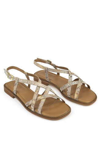 Ziya - Beige Genuine Leather Women's Sandals (1) Ziya - Beige Genuine Leather Women's Sandals (1)