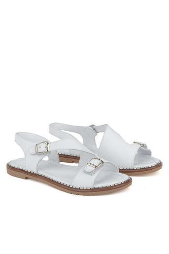 Ziya - Hakiki Deri Kadın Sandalet Beyaz (1)
