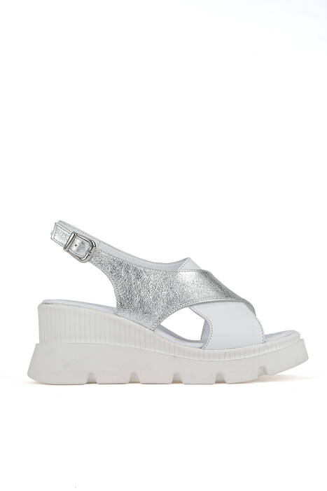 Hakiki Deri Kadın Sandalet Beyaz