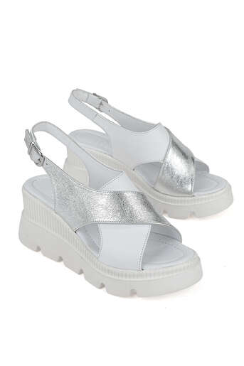 Ziya - Hakiki Deri Kadın Sandalet Beyaz (1)