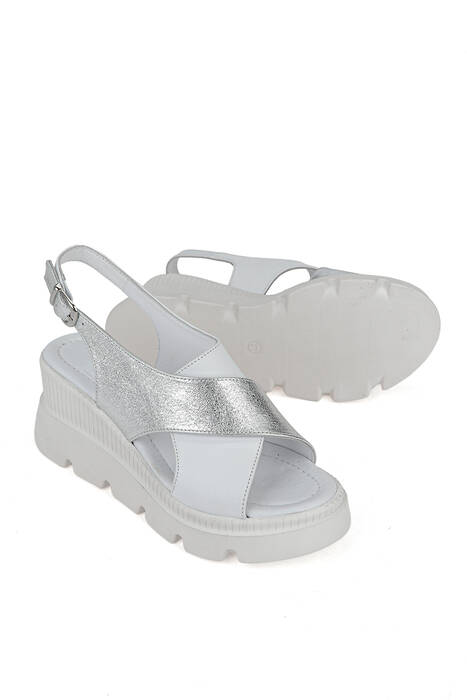 Hakiki Deri Kadın Sandalet Beyaz