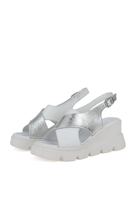 Hakiki Deri Kadın Sandalet Beyaz