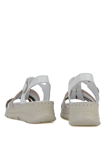 Hakiki Deri Kadın Sandalet Beyaz