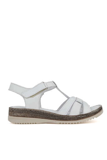 Ziya - Hakiki Deri Kadın Sandalet Beyaz