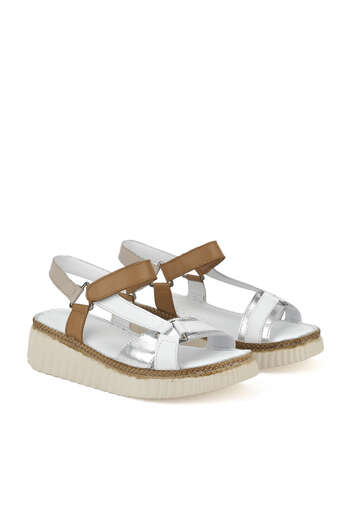 Ziya - Hakiki Deri Kadın Sandalet Beyaz (1)