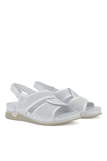 Ziya - White Genuine Leather Women's Sandals (1)