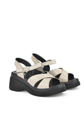 Ziya - White Genuine Leather Women's Sandals (1)