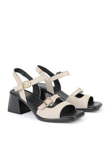 Ziya - Hakiki Deri Kadın Sandalet Beyaz (1)