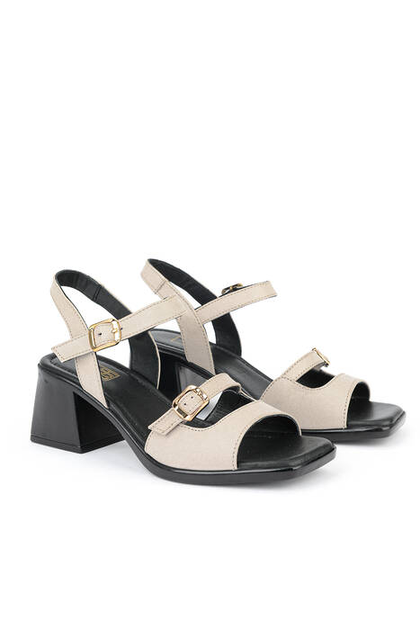 Hakiki Deri Kadın Sandalet Beyaz