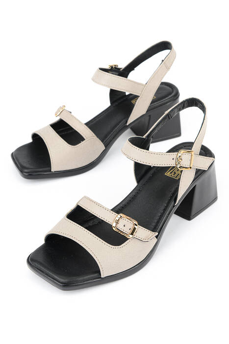 Hakiki Deri Kadın Sandalet Beyaz