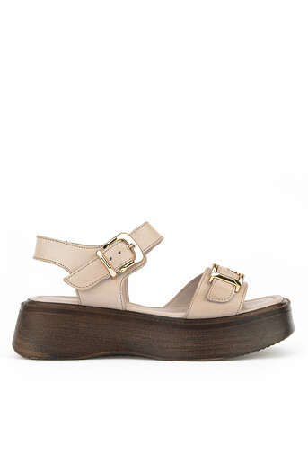 Ziya - Hakiki Deri Kadın Sandalet Beyaz